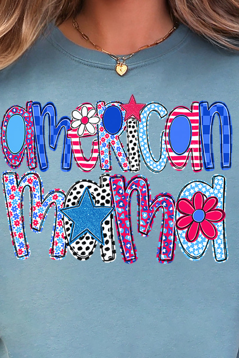 American Mama Funky Letters Comfort Colors Adult Ring-Spun Cotton Tee
