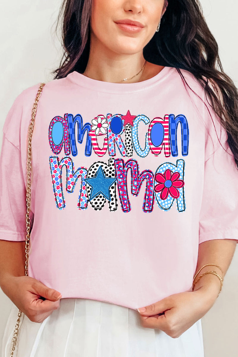 American Mama Funky Letters Comfort Colors Adult Ring-Spun Cotton Tee