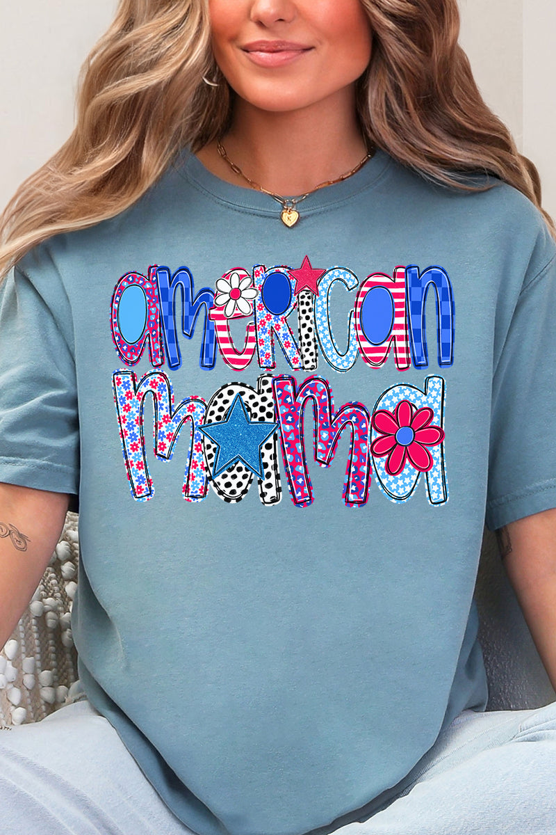 American Mama Funky Letters Comfort Colors Adult Ring-Spun Cotton Tee