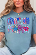 American Mama Funky Letters Comfort Colors Adult Ring-Spun Cotton Tee