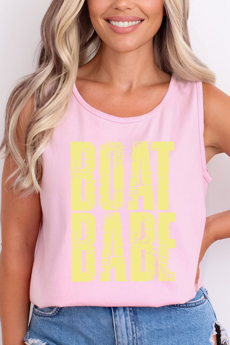 Distressed Boat Babe Comfort Colors Cotton Tank Top