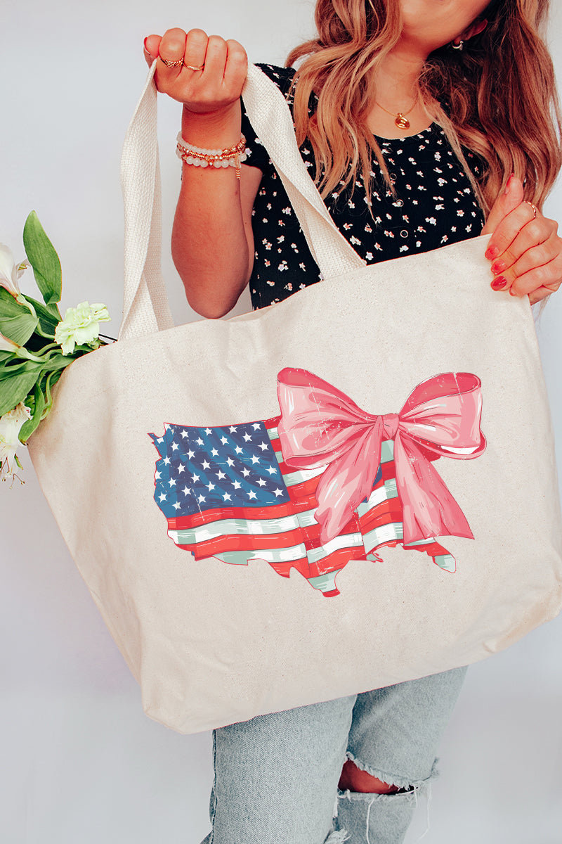 Bow-Tied America Canvas Jumbo Tote
